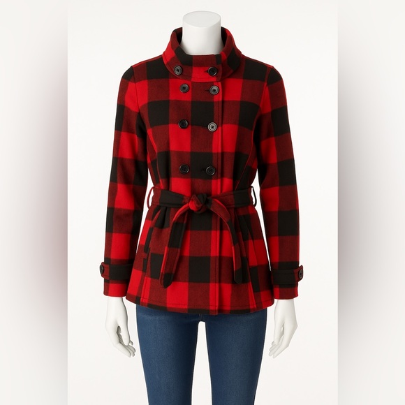 Ike Behar Jackets & Blazers - Ike Behar Buffalo Plaid Belted Peacoat Jacket Size XL | Send Me an Offer